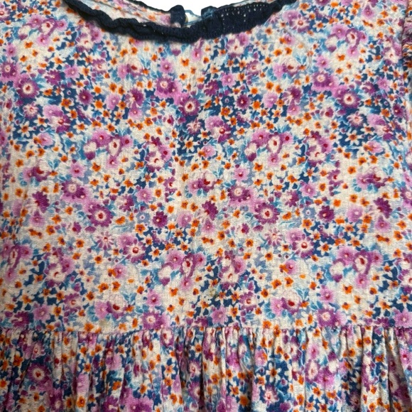 Bebe Organic Nostalgia Short Sleeve Julia Dress Girls 5 Purple Floral Print - Picture 5 of 11